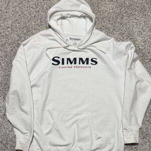 Simms Men’s White Hoodie with Navy and Red Logo